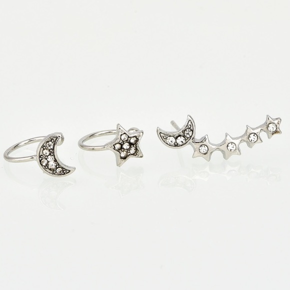 🔥 New 3 piece Diamonds star moon Earrings - Picture 4 of 8